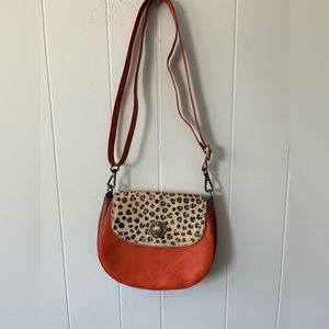 Vintage leather multi color cheetah print purse